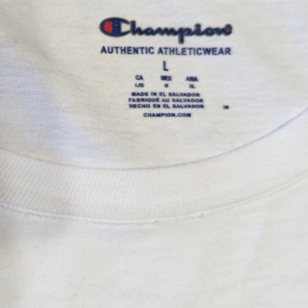 Champion Authentic Athleticwear‎ White Crew Neck T Shirt Logo Graphic Size L - Picture 5 of 6